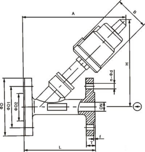 Pneumatische van de de Barflens van de Hoek Afgesloten Klep DN80 PN16 het Beëindigendn15 ~ DN100 Grootte 0